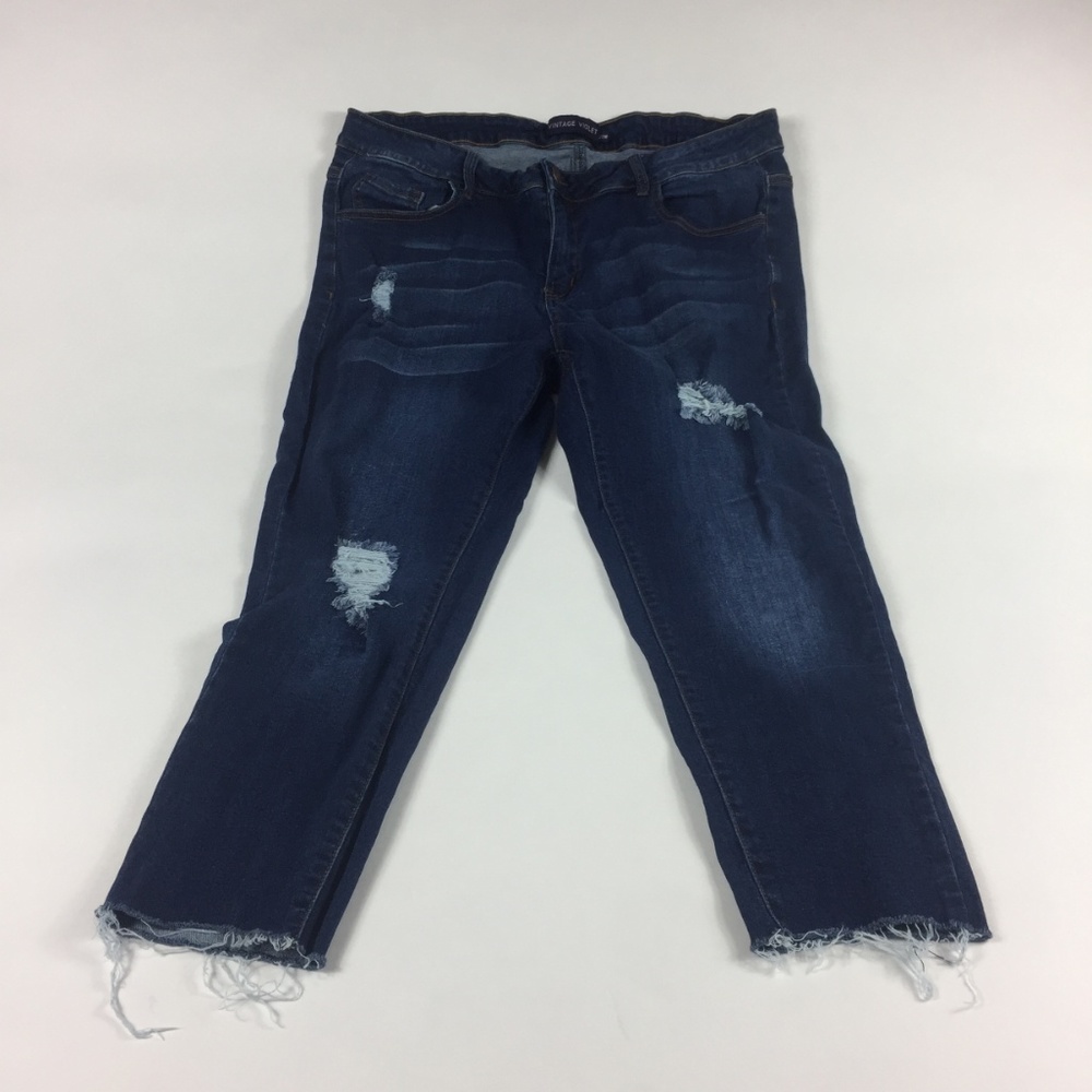 Dark Wash Plus Size Distressed Skinny Jeans